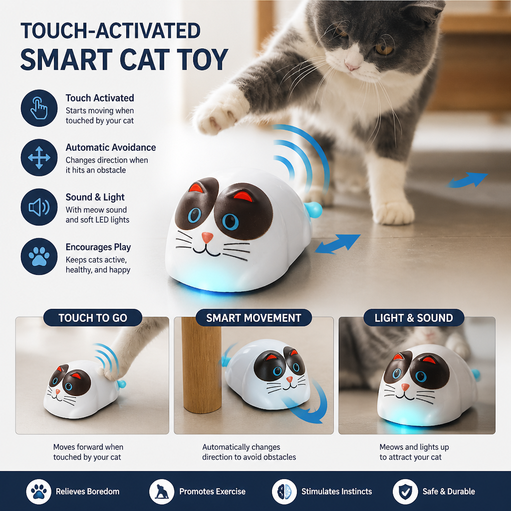 Touch-Activated Smart Cat Robot Toy