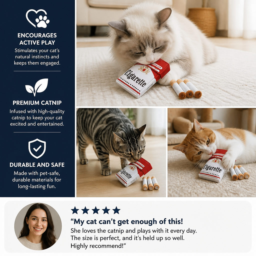 Cigarette Pack Catnip Toy Set for Interactive Cat Play
