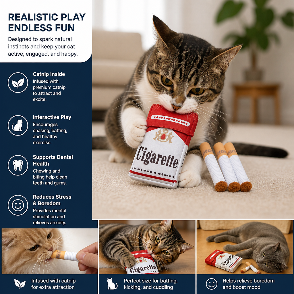 Cigarette Pack Catnip Toy Set for Interactive Cat Play