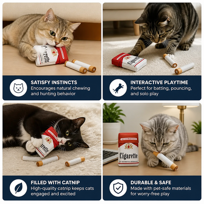 Cigarette Pack Catnip Toy Set for Interactive Cat Play