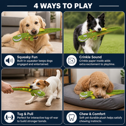 Durable Plush Dragon Dog Toy – Squeaky Crinkle Tug Toy