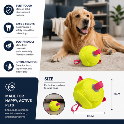 Eco-Friendly Indestructible Dog Ball – Bite Resistant Interactive Tug & Fetch Toy
