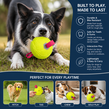 Eco-Friendly Indestructible Dog Ball – Bite Resistant Interactive Tug & Fetch Toy