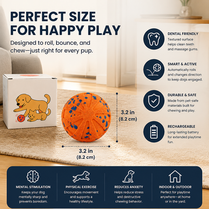 Interactive Rechargeable Dog Ball – Smart Rolling & Dental Chew Toy