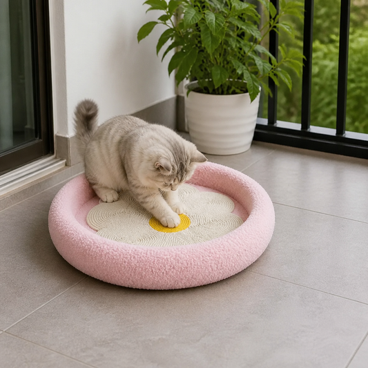 Flower Cat Scratcher Bed – Cozy 2-in-1 Scratching Lounge