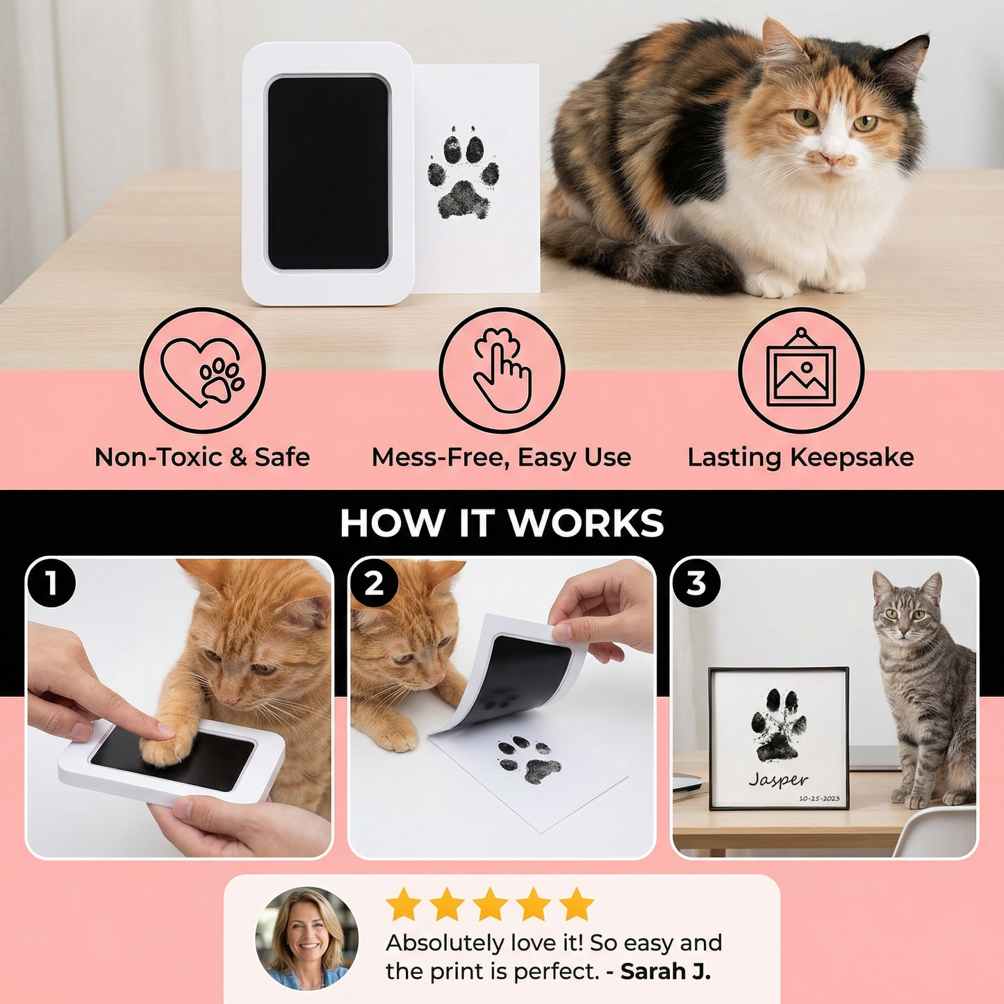 Pet Paw & Nose Print Kit – DIY Keepsake for Cat