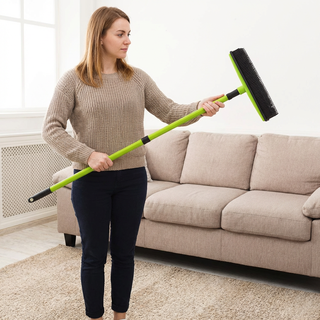 Telescopic Pet Hair Removal Broom – Multi-Surface Cleaner for Carpet, Sofa & Dog Bed