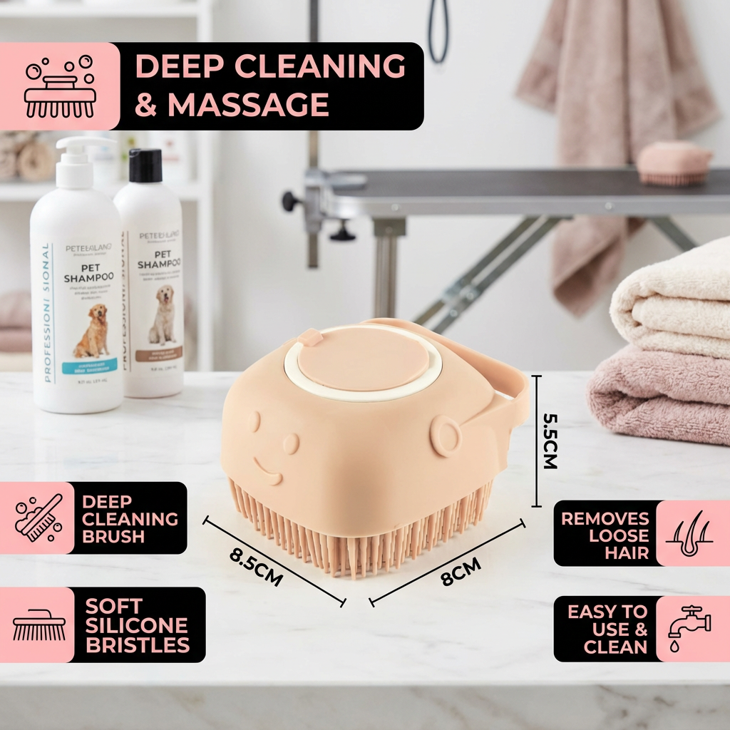 Practical 2-in-1 Professional Dog Bath Brush – Deep Cleaning & Massage in One Step