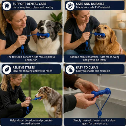 Dog Toothbrush Chew Toy with Adjustable Strap for Easy Dental Care