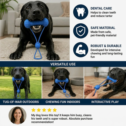 Dog Toothbrush Chew Toy with Adjustable Strap for Easy Dental Care
