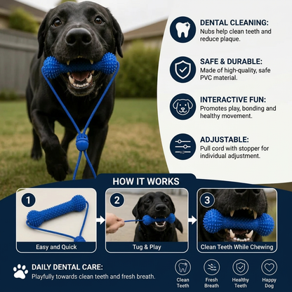 Dog Toothbrush Chew Toy with Adjustable Strap for Easy Dental Care