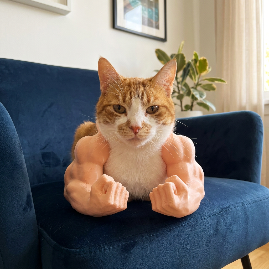 Muscle Arm Cat Costume Harness for Funny Pet Photos and Dress Up
