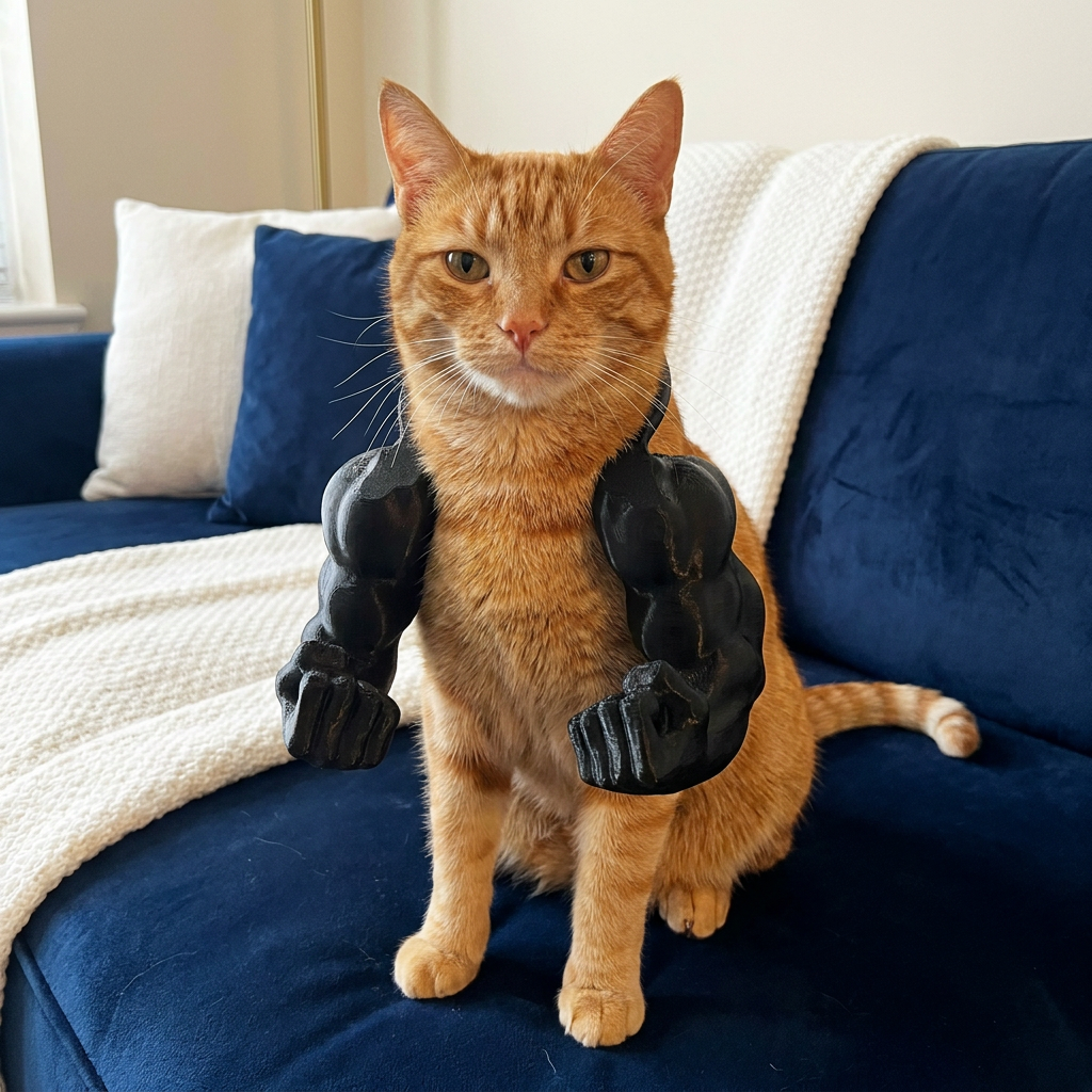 Muscle Arm Cat Costume Harness for Funny Pet Photos and Dress Up