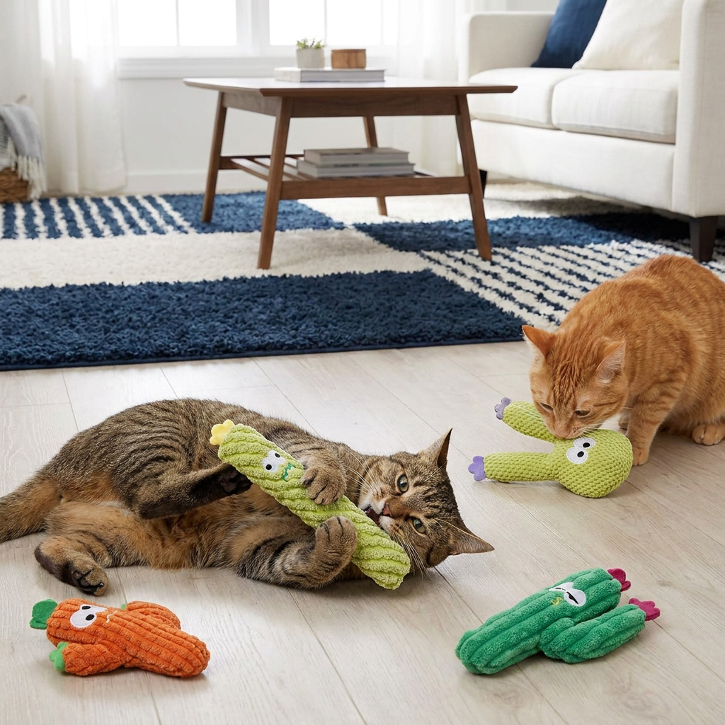 Catnip-Filled Cactus Teeth Cleaning Cat Toy