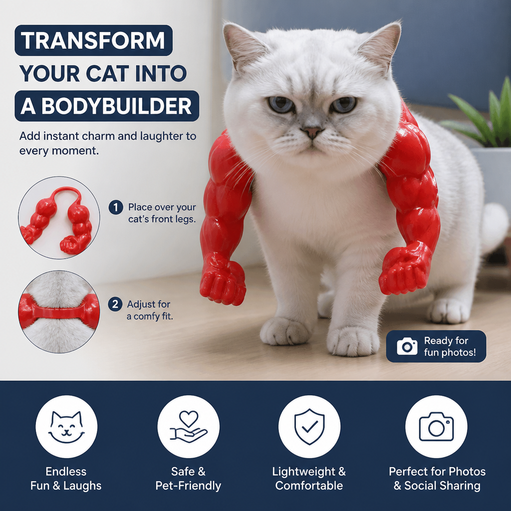 Muscle Arm Cat Costume Harness for Funny Pet Photos and Dress Up