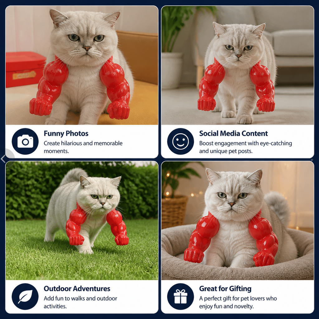 Muscle Arm Cat Costume Harness for Funny Pet Photos and Dress Up