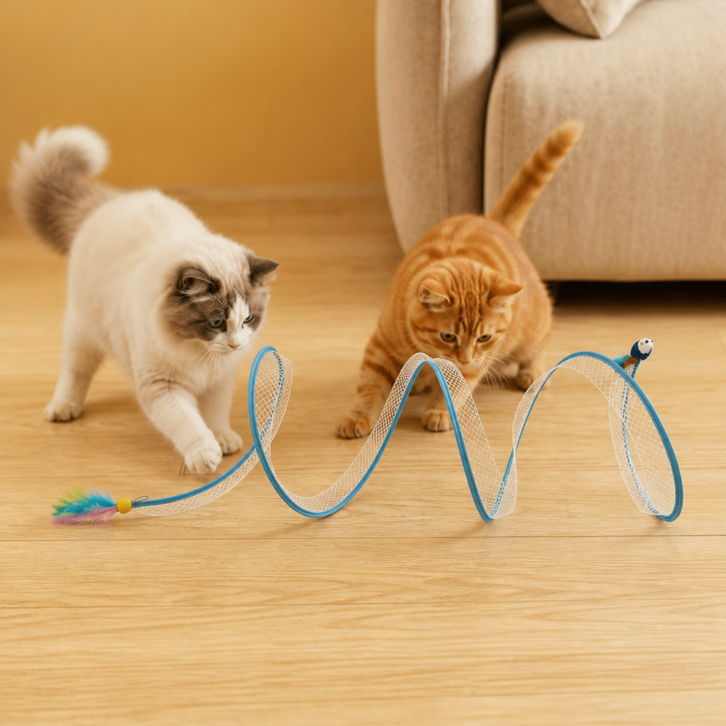 S-Shaped Cat Tunnel Toy – Interactive Foldable Play Tunnel
