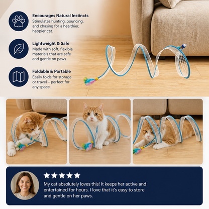 S-Shaped Cat Tunnel Toy – Interactive Foldable Play Tunnel