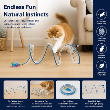 S-Shaped Cat Tunnel Toy – Interactive Foldable Play Tunnel