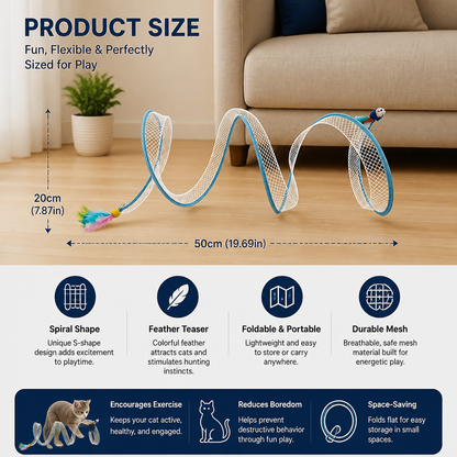 S-Shaped Cat Tunnel Toy – Interactive Foldable Play Tunnel