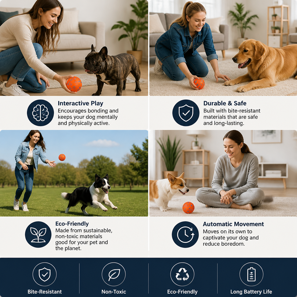 Eco-Friendly Bite-Resistant Smart Interactive Automatic Dog Ball