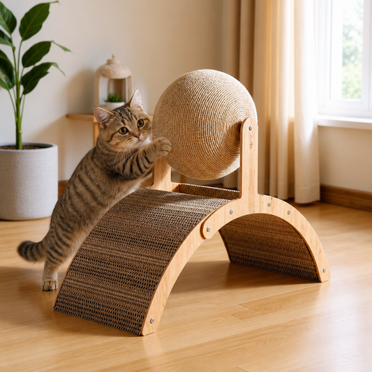 Interactive Ferris Wheel Cat Scratcher with Spinning Jute Ball