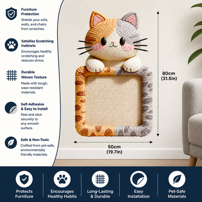 2in1 Woven Self-Adhesive Cat Scratching Mat & Furniture Protector with Interactive Toy
