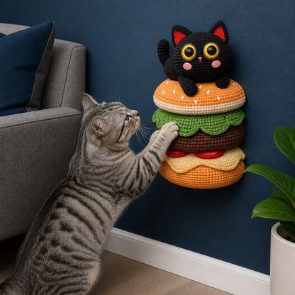 2in1 Woven Self-Adhesive Cat Scratching Mat & Furniture Protector with Interactive Toy