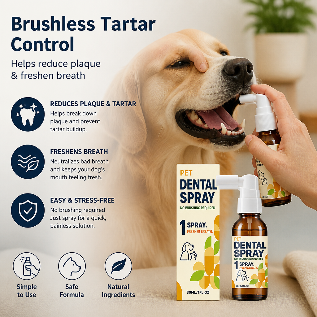 Brushless Tartar Control Dental Spray for Dogs – Helps Reduce Plaque & Freshen Breath