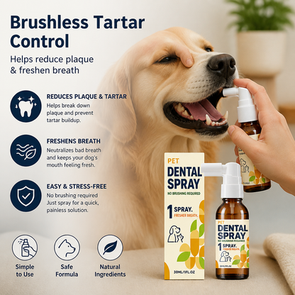 Brushless Tartar Control Dental Spray for Dogs – Helps Reduce Plaque & Freshen Breath