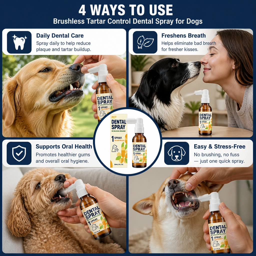 Brushless Tartar Control Dental Spray for Dogs – Helps Reduce Plaque & Freshen Breath