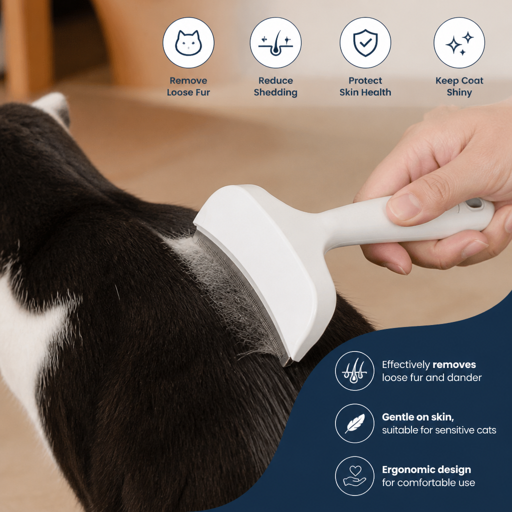 Cat Deshedding Undercoat Rake – Extra-Wide Grooming Tool for Loose Fur & Long Hair