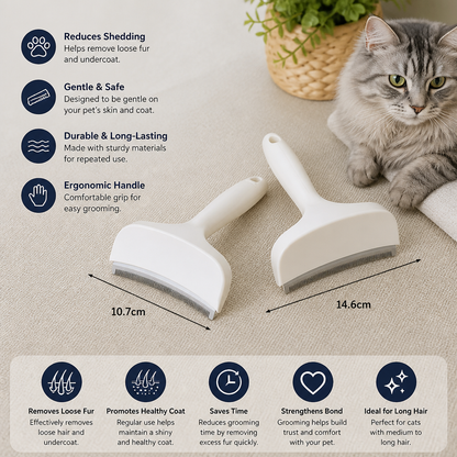 Cat Deshedding Undercoat Rake – Extra-Wide Grooming Tool for Loose Fur & Long Hair