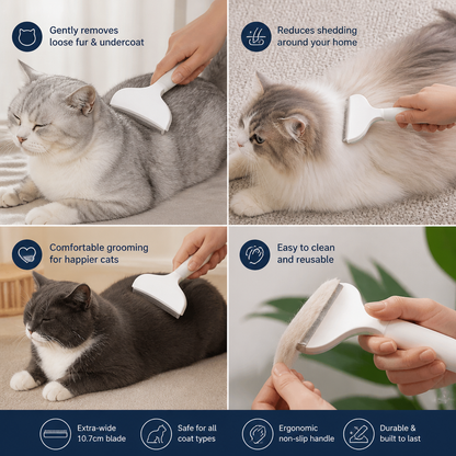Cat Deshedding Undercoat Rake – Extra-Wide Grooming Tool for Loose Fur & Long Hair