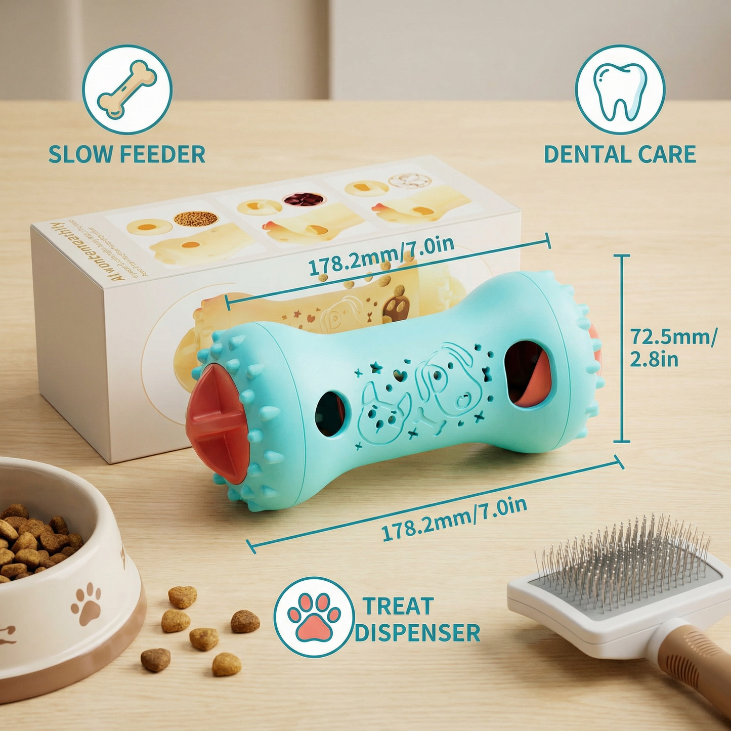 3-in-1 Dog Chew Toy – Slow Feeder, Treat Dispenser & Dental Care