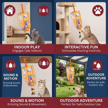 Automatic Hanging Cat Toy with Feather Teasers & Sound