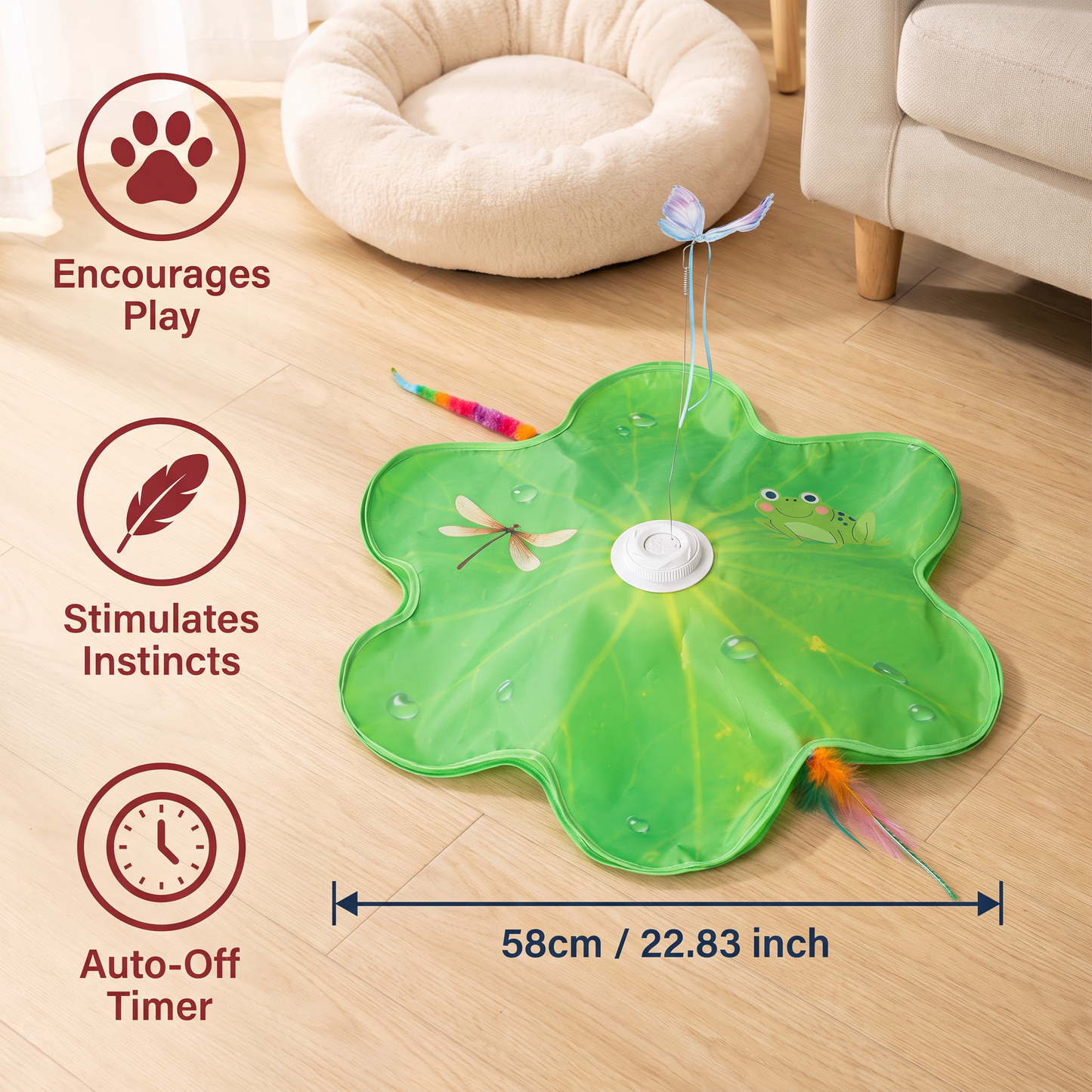 3-in-1 Interactive Butterfly Cat Toy – Play Mat with Butterfly & Feather Teasers
