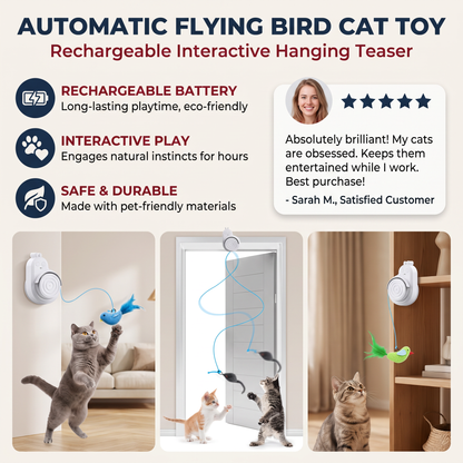 Automatic Flying Bird Cat Toy – Rechargeable Interactive Hanging Teaser
