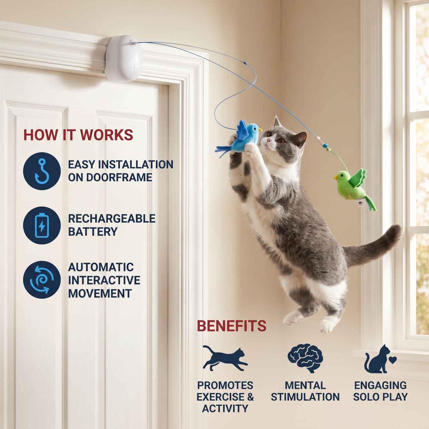 Automatic Flying Bird Cat Toy – Rechargeable Interactive Hanging Teaser