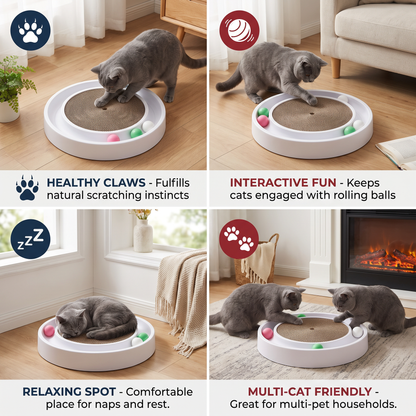 Interactive Cat Scratcher Pad with Rolling Balls and Relaxing Play Area