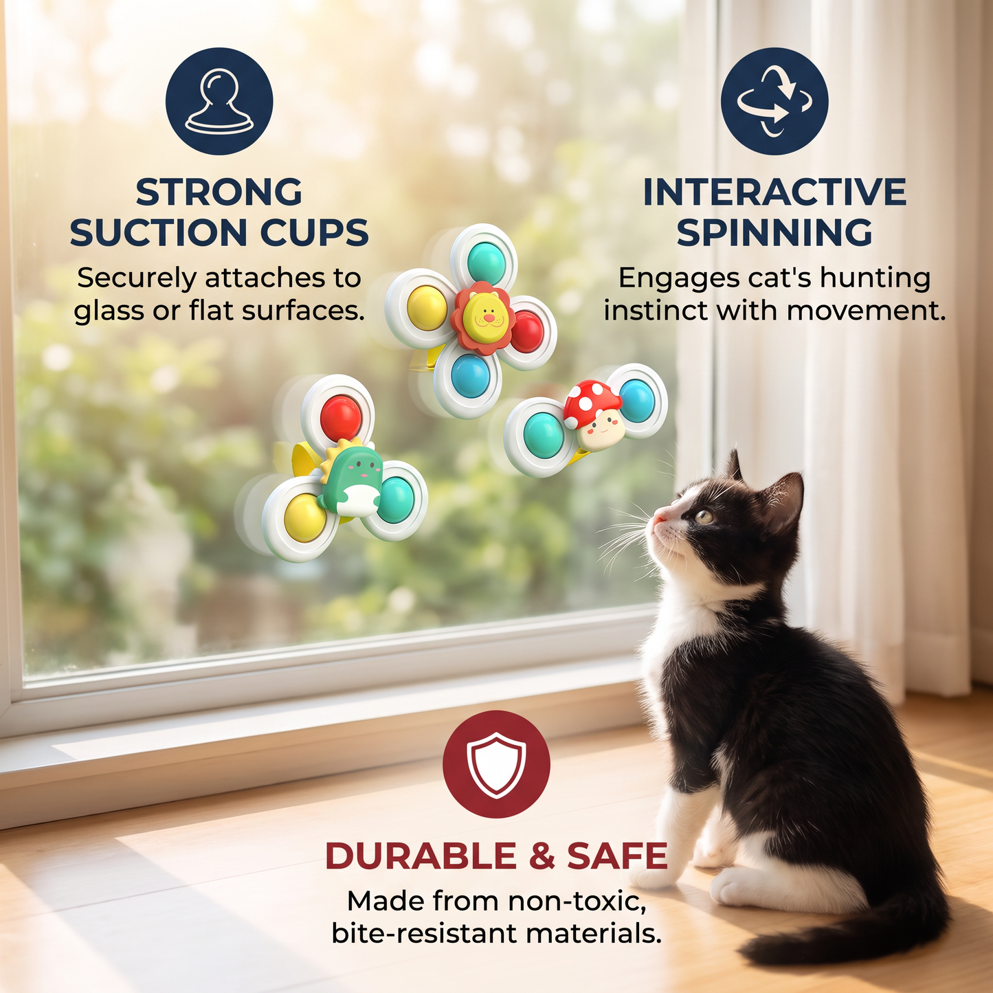 Interactive Cat Spinning Toys - Set of 3