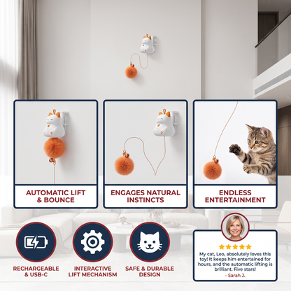 Interactive Rechargeable Cat Toy – Automatic Lifting Pom-Pom Teaser