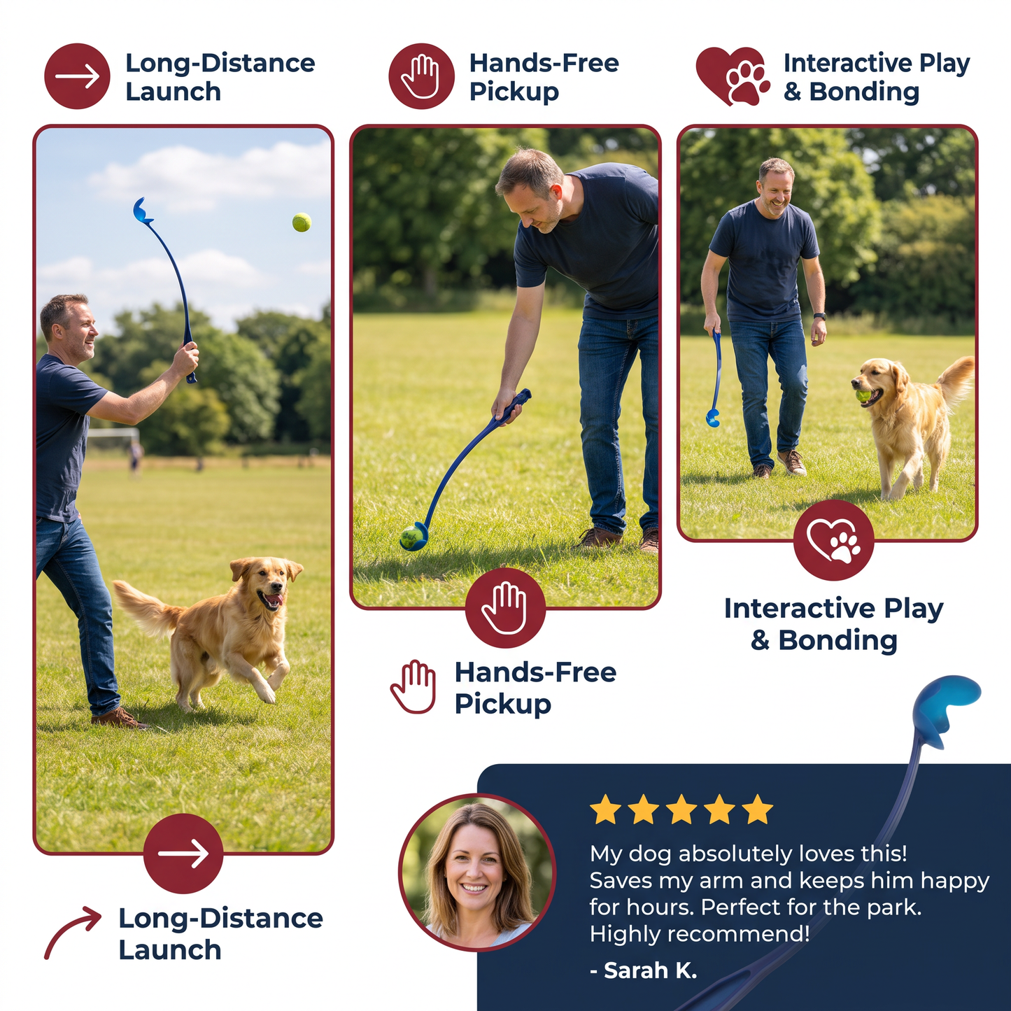 Interactive Tennis Ball Launcher for Dogs – Long-Handle Fetch Thrower