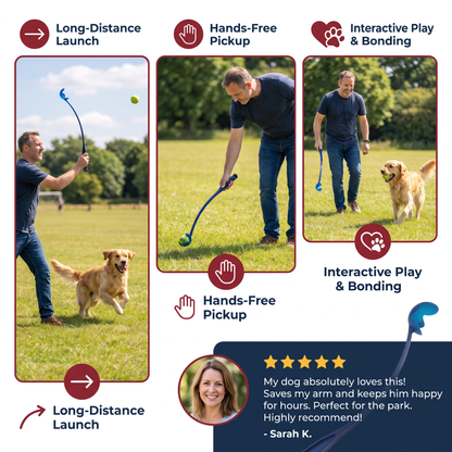 Interactive Tennis Ball Launcher for Dogs – Long-Handle Fetch Thrower