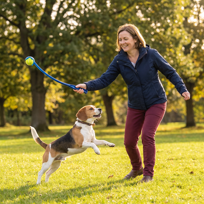 Interactive Tennis Ball Launcher for Dogs – Long-Handle Fetch Thrower