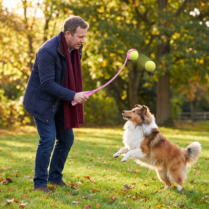 Interactive Tennis Ball Launcher for Dogs – Long-Handle Fetch Thrower