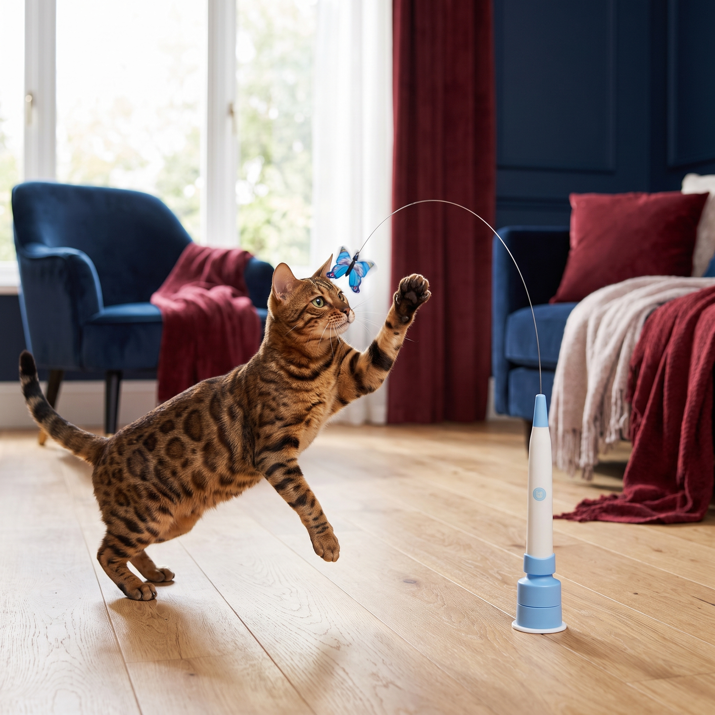 Interactive Spinning Butterfly Cat Toy – Rechargeable Motion Teaser Wand