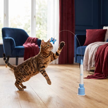 Interactive Spinning Butterfly Cat Toy – Rechargeable Motion Teaser Wand