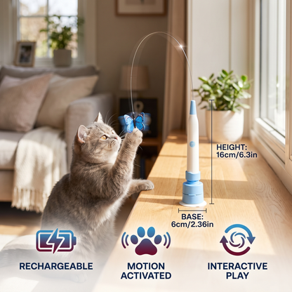 Interactive Spinning Butterfly Cat Toy – Rechargeable Motion Teaser Wand