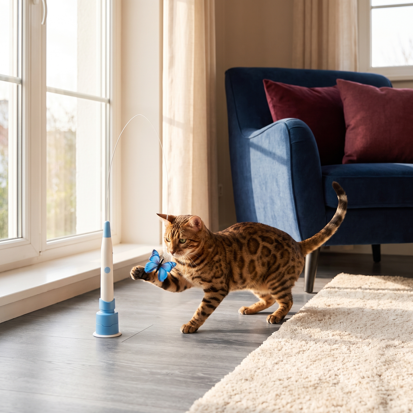 Interactive Spinning Butterfly Cat Toy – Rechargeable Motion Teaser Wand
